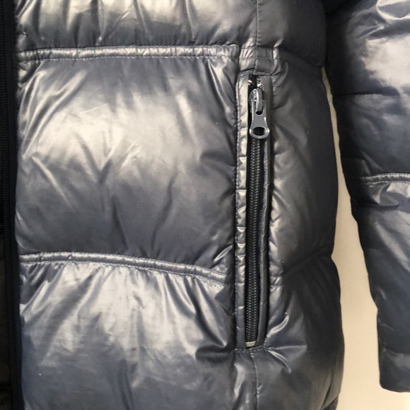 BERNARDO Hooded Spring Winter Fall Down Filled Coat Jacket Puffer in Dark Blue. - Picture 8 of 13